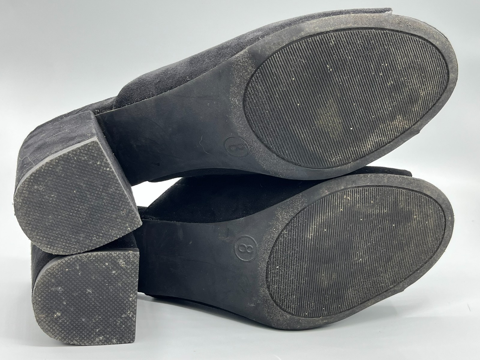 A New Day Black Mule Heels Womens Size 8 Slide 3.5in Heels Faux Suede Slip On