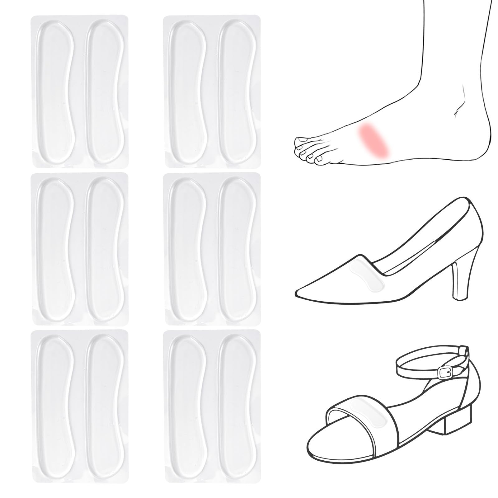 6 Pairs Sandal Strap Cushion Strips, 10×2.5cm or 3.9×0.98 Inch, Multicolor