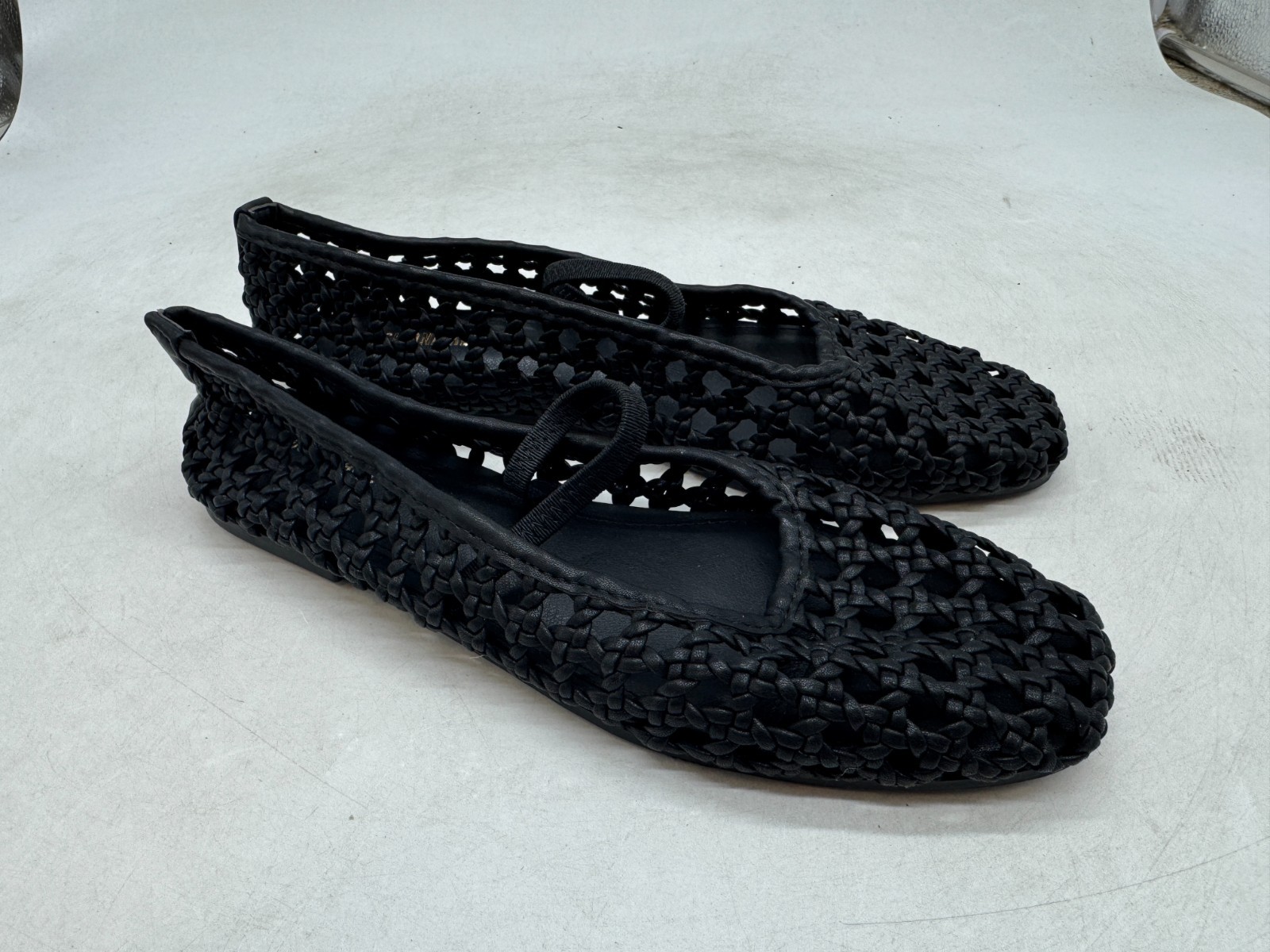 Cushionaire Weavy Woven Mary Jane Women’s Black Comfort Slip-On Flats – 8