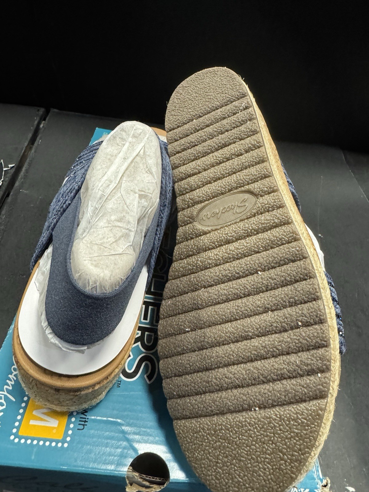 Cali from Skechers 119506 Foam Mid Wedge Sandal Navy Size 10 NWB