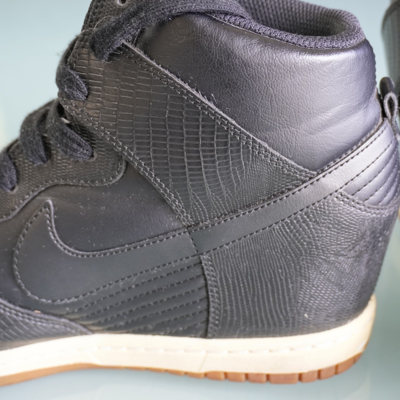 Nike Dunk Sky Hi Black Snakeskin Hidden Wedge Shoes Womens Size 10 528899-012 Y2