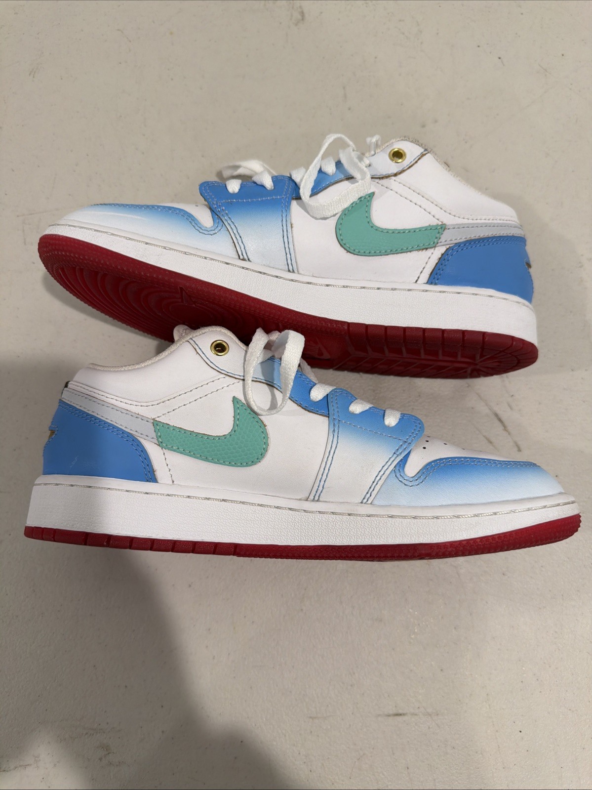 Jordan 1 Low Gs University Blue Gradient, Red White Gold Size 6.5 Y, 8W