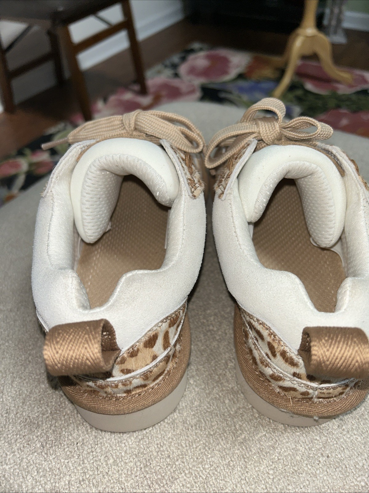 Ugg Lowmel Plains Leopard Cow Hair Sneakers Size 7 New