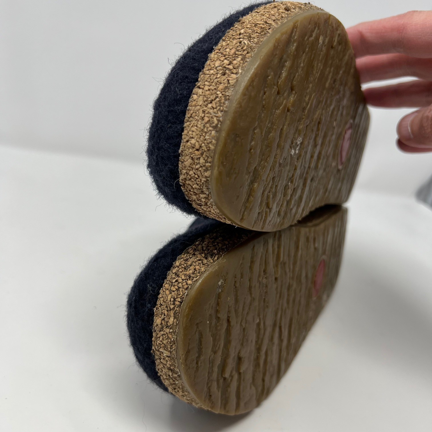 Haflinger Love Wool Felt Clogs Slippers Navy Red Script Womens 38 Size 7 READ