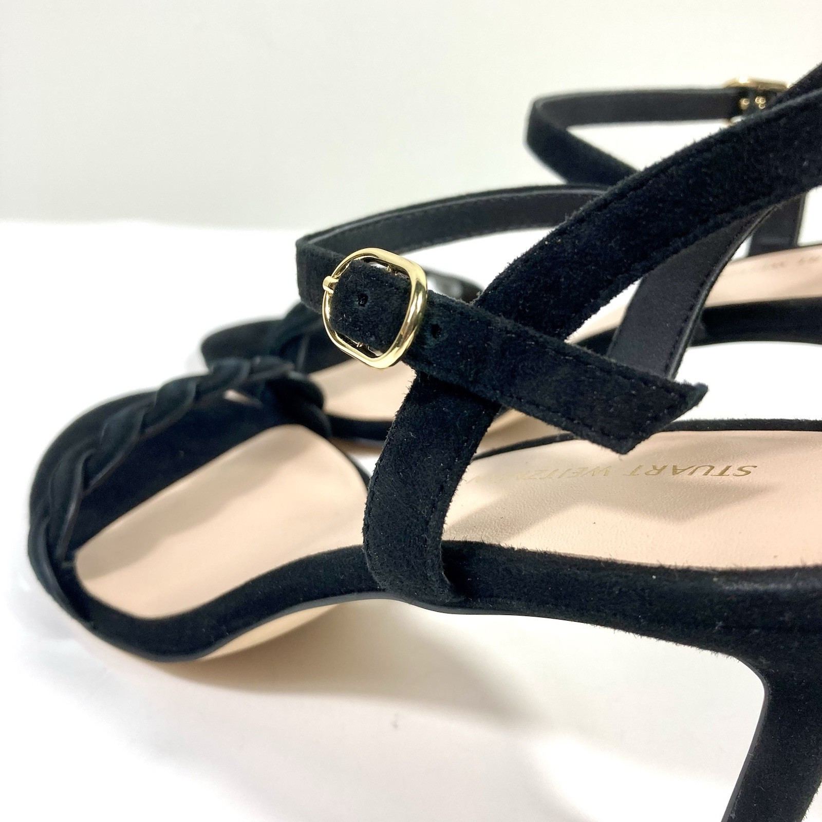 Stuart Weitzman Twistie Stiletto 75 Heels Sandals Suede Black 6 9 B NEW