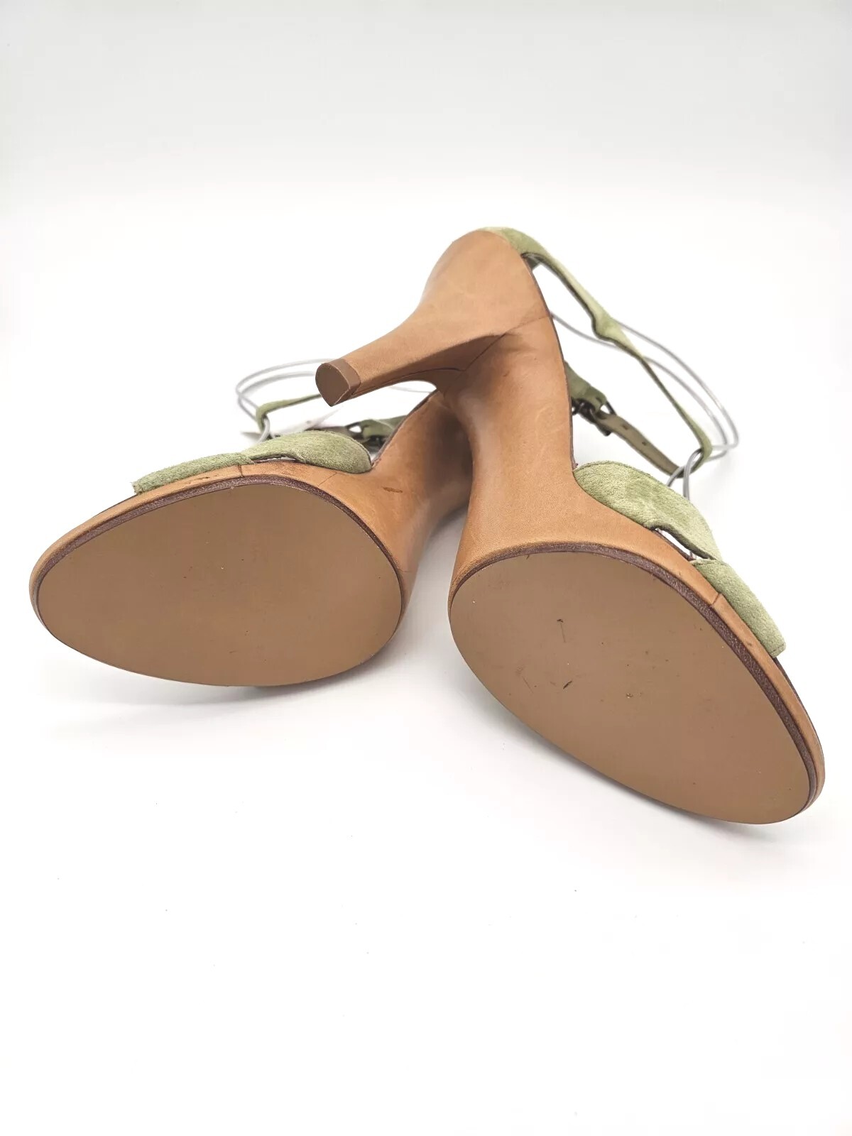 MICHAEL KORS Women’s ALL LEATHER Pear Green Suede Sandal Heels 9.5 Fits 9 NWT 🍐