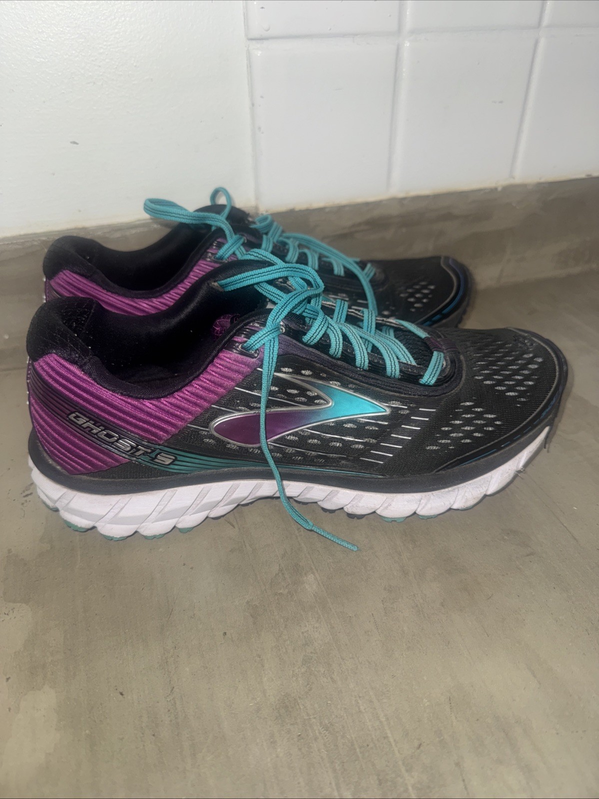 Brooks Ghost 9 Women Running Shoes Black Purple Teal Size 10(See Detail)