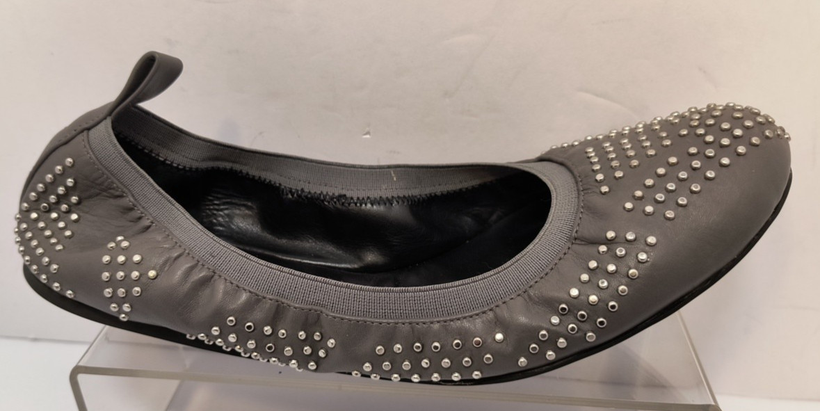 See By Chloe Gray Leather Studded Stretch Ballet Flatsd Women’s Size 40 U.S. 10