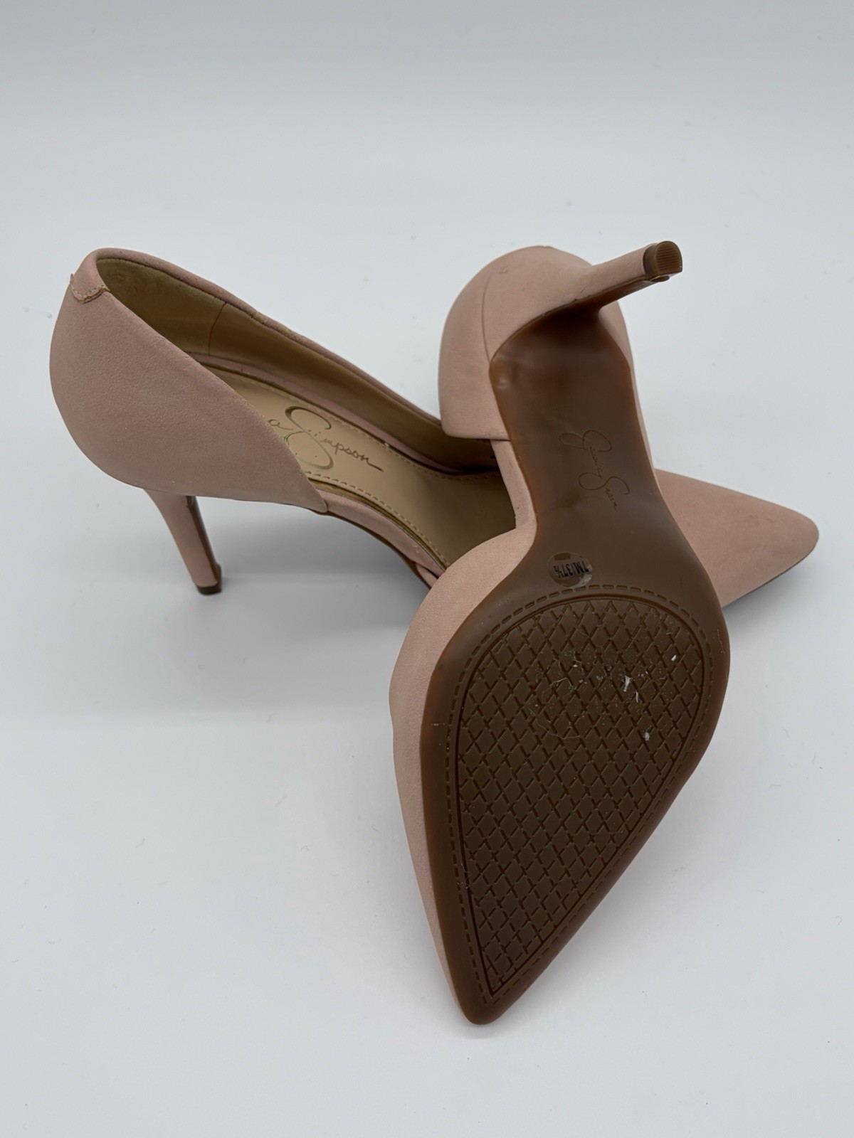 Jessica Simpson Women’s Pink Pointed Toe Stiletto Pumps Faux Leather 7
