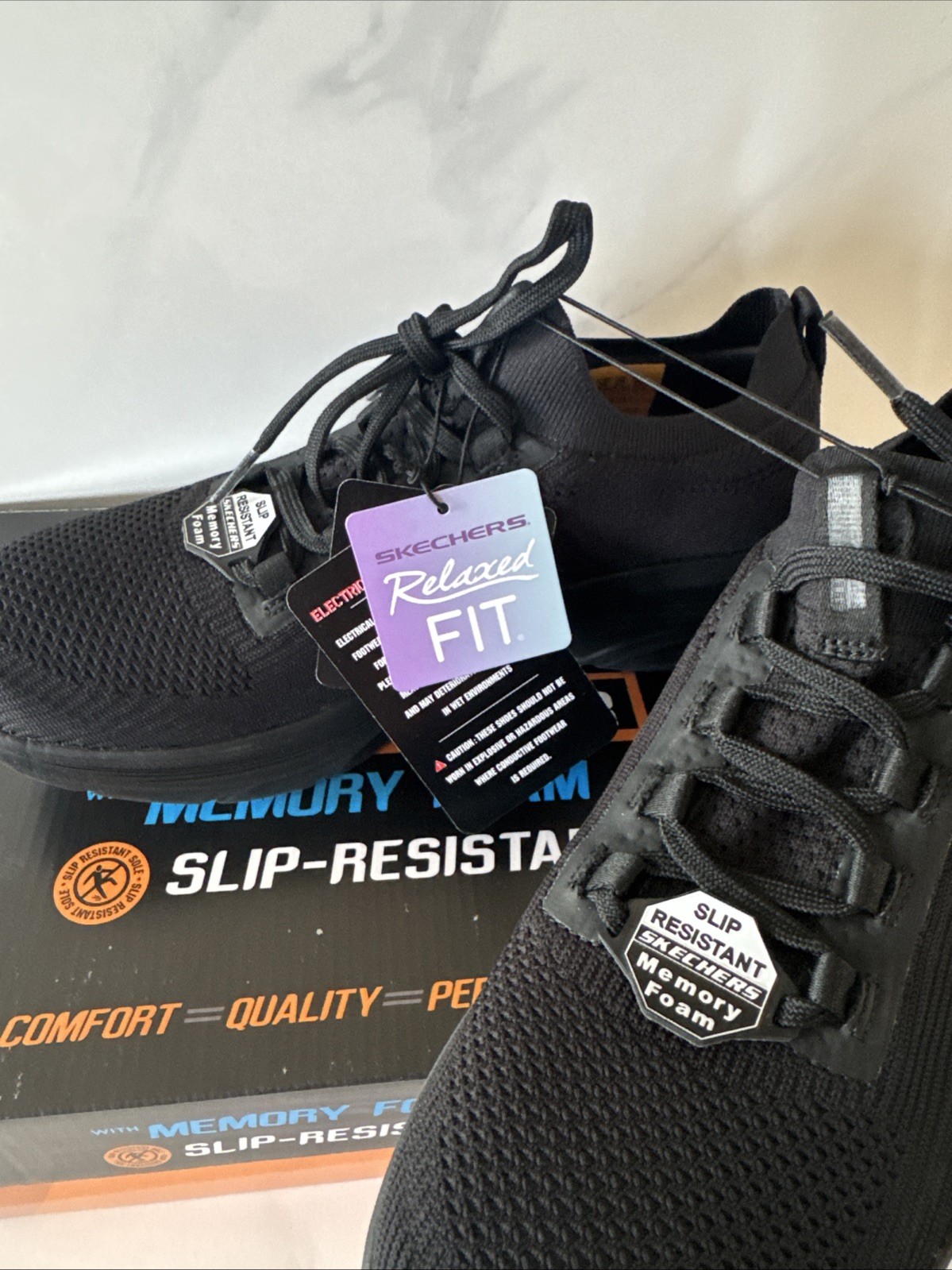 Women’s Skechers Size 10 Work Relaxed Fit Shoes Non-Slip Memory Foam Black NEW