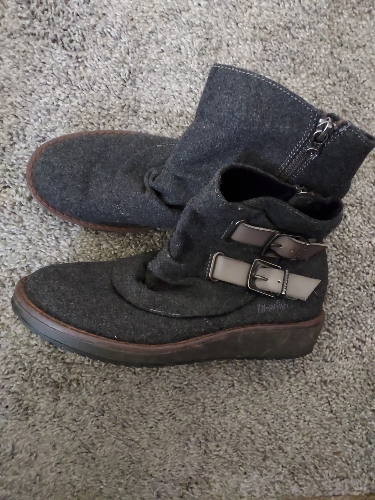 Woman’s Blowfish Malibu Buckle Flannel Ankle Boots Size 8