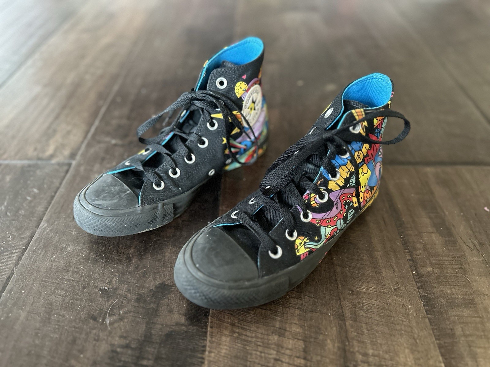 Converse All Star Canvas Hi Top Sneakers Shoes Mens 5 Womens 7 Graffiti VGUC