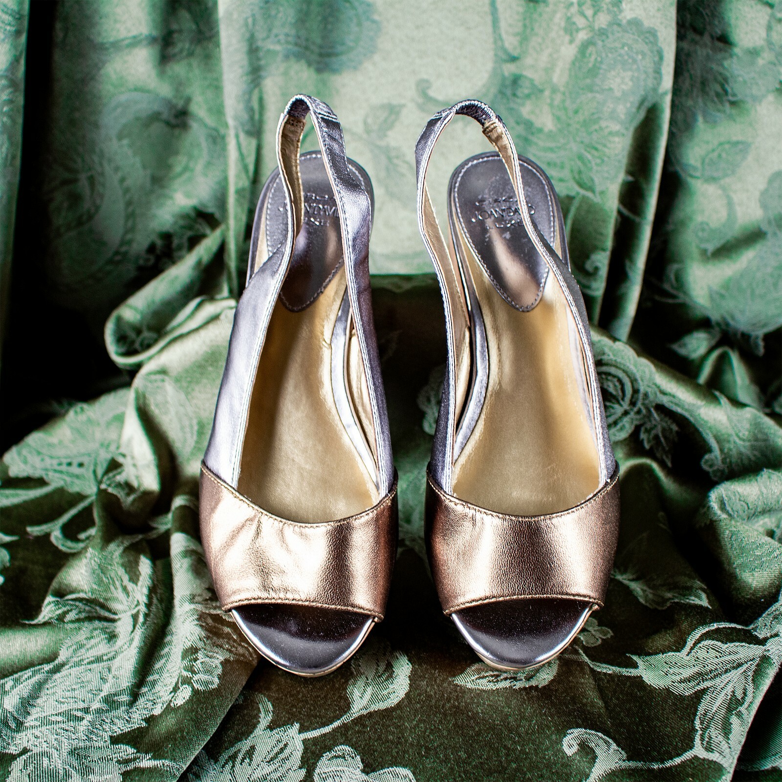 CIRCA JOAN & DAVID Bronze Silver Slingback Cap Toe Women Formal Sandal Size 6.5M