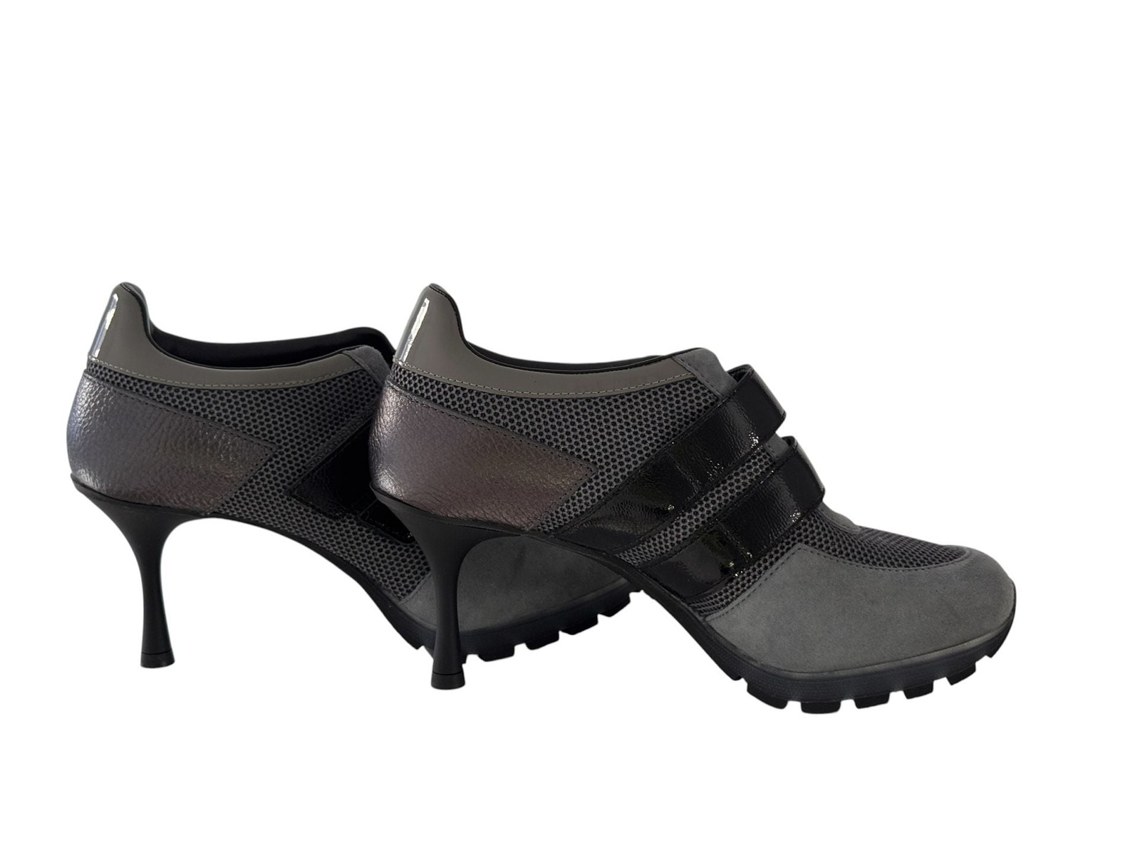 Sneex THE BLAKE HY-HEEL | Italy Suede and Mesh Colorblock Double Strap Stiletto