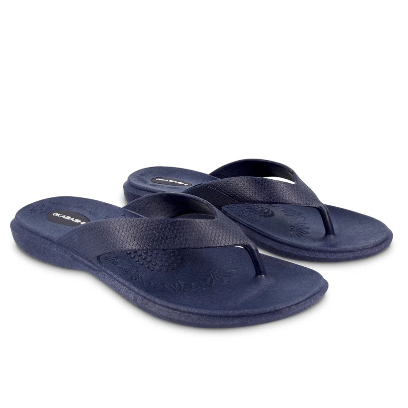 AUTH Okabashi Maui Women’s Black Flip Flops Arch Support Waterproof Made in USA