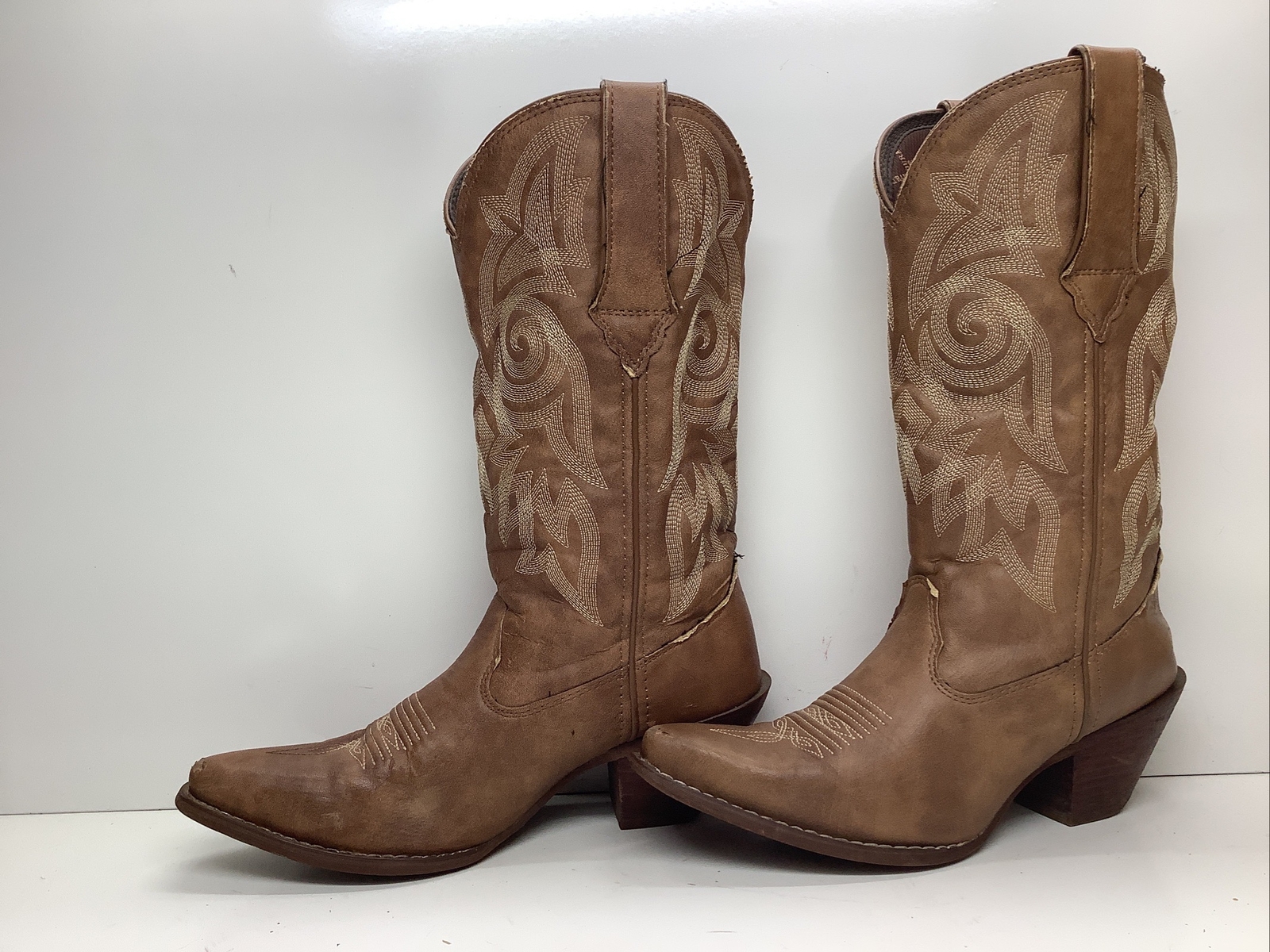 WOMENS DURANGO COWBOY ALL MAN MADE BROWN BOOTS SIZE 6.5 M