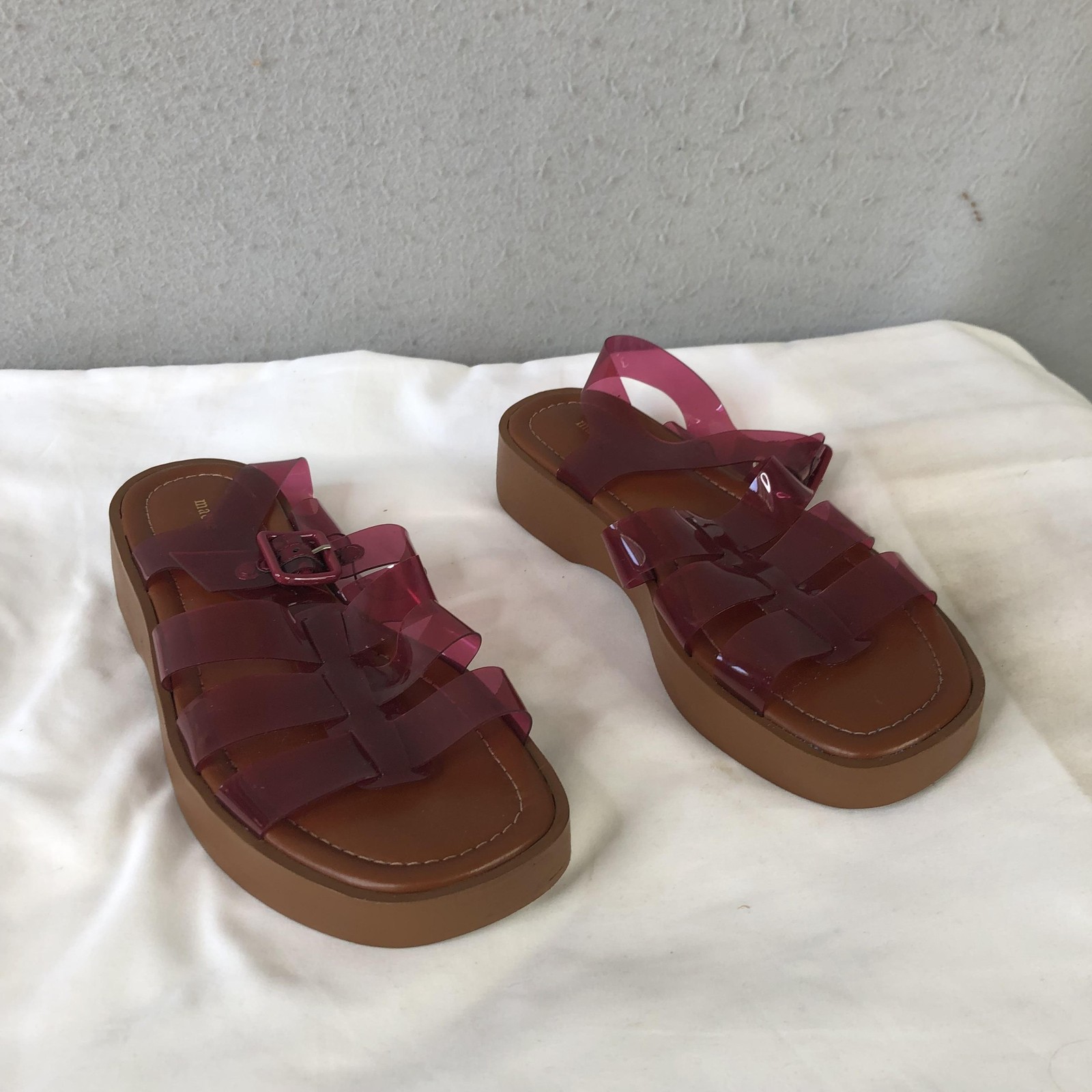Maeve Shoes Womens Size 8.5 Pink Jelly Strappy Platform Sandals Fishermen Beach
