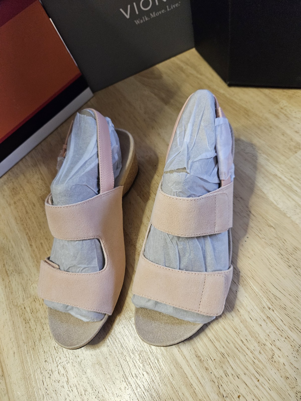 Vionic Uptown ROZE Slingback Platform Wedge Sandal US 9.5 Cork Accent Heel NIB
