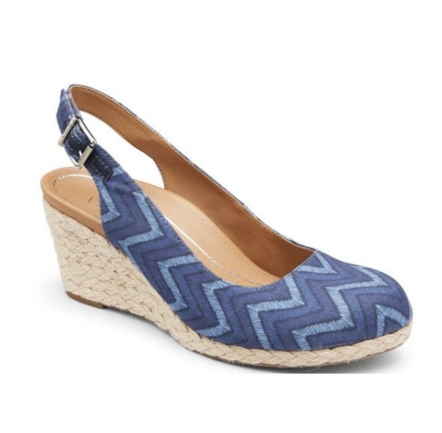 NEW Vionic Coralina Chevron Espadrille Wedge Slingback Sandal 8 NWOB