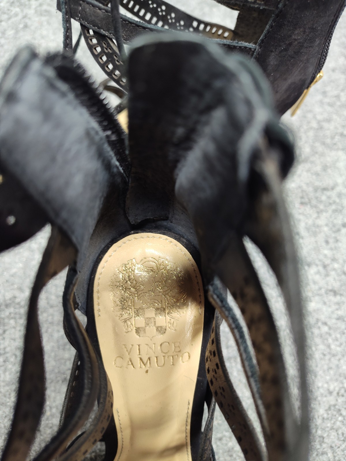 Vince Camuto Women Sandal 8M Black Leather Vc Mindie High Heel Cocktail Shoes