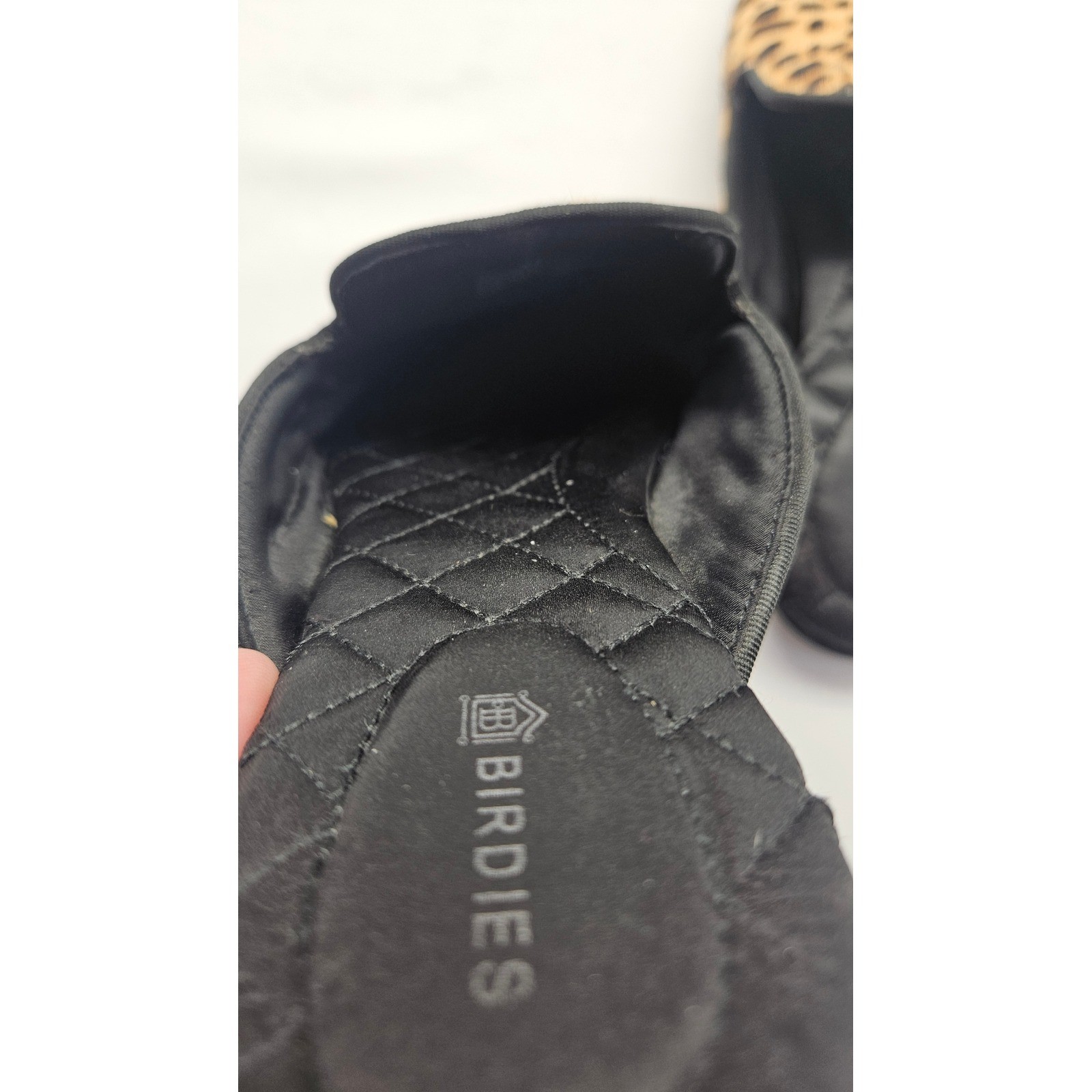 Birdies Phoebe Leopard Print Calf Hair Mules Slides Women 7.5 Brown Black Animal