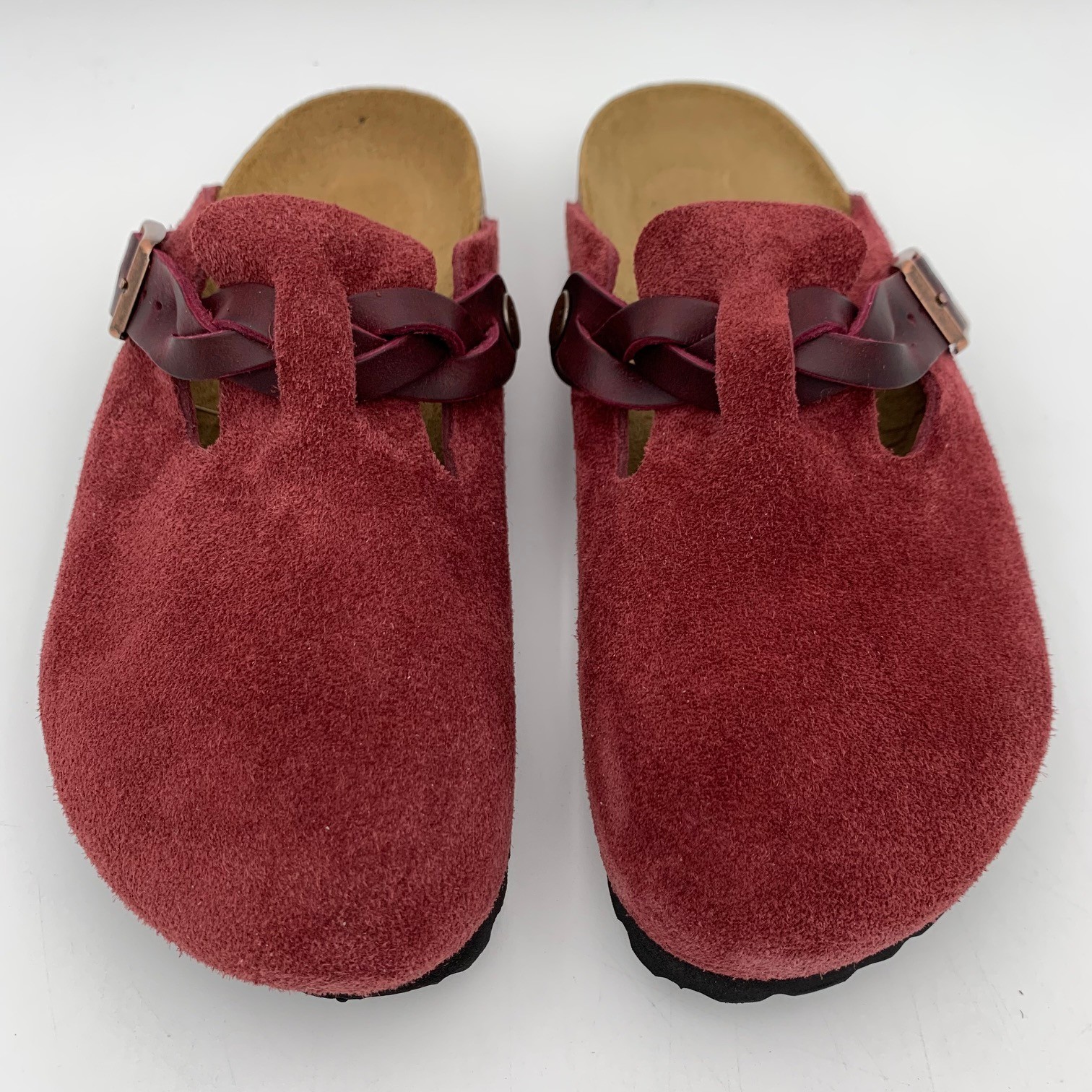 Birkenstock New w/ Box Boston Braided Zinfandel Suede Leather Narrow 1027925