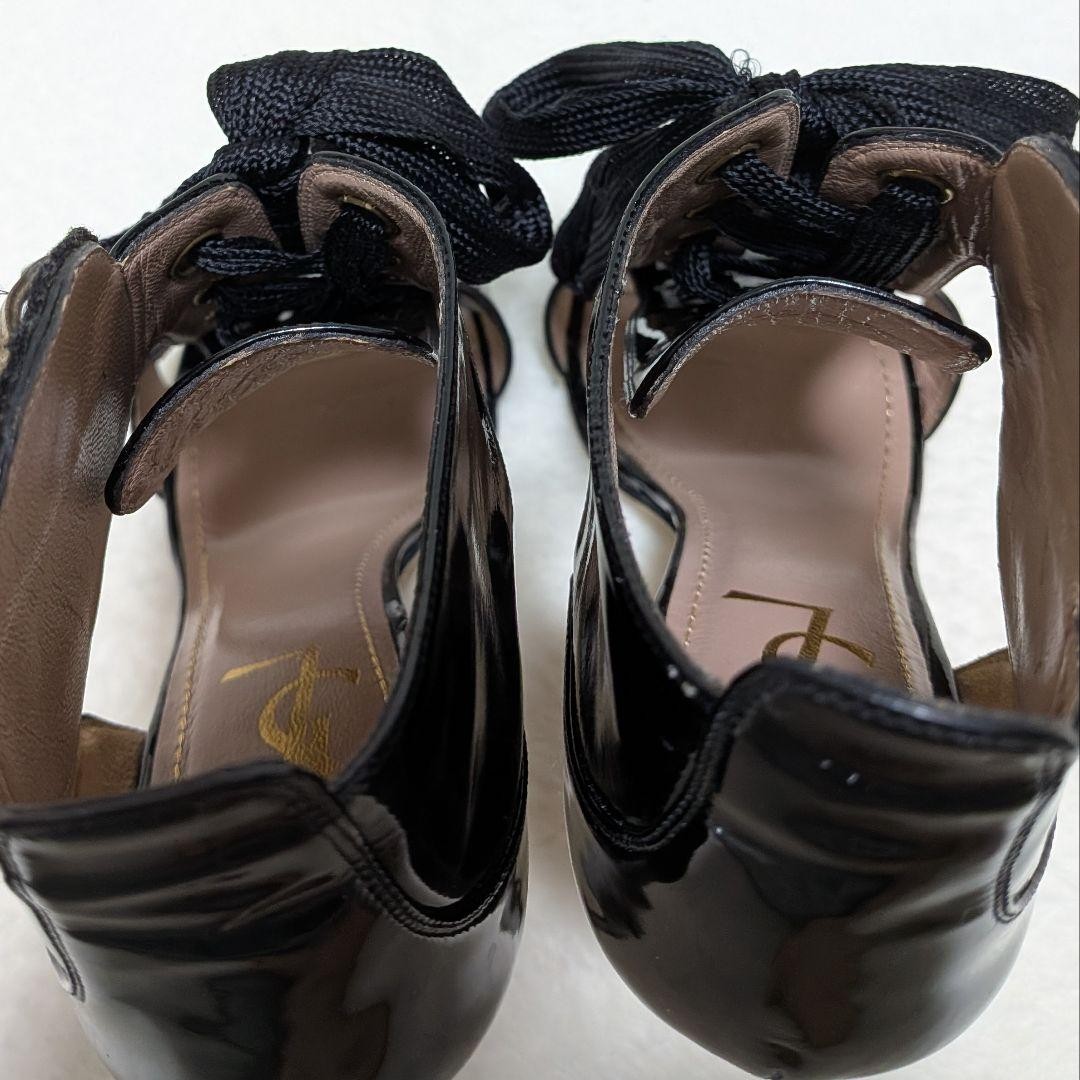 Saint Laurent Lace-up sandals Shoes Pumps Heel EU 37 US 7 Patent Leather Black