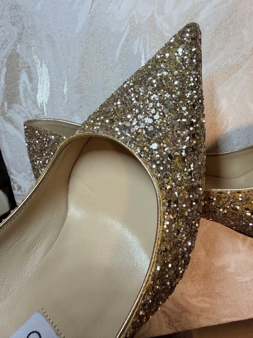 JIMMY CHOO Silver Glitter Pumps 37.5