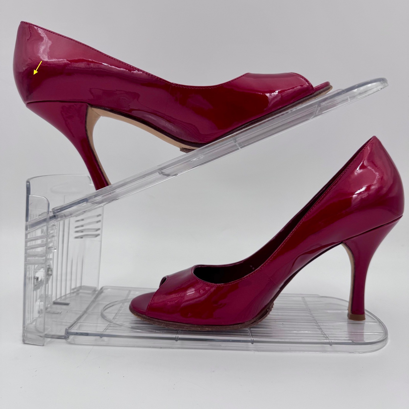 Antonio Melani Red Patent Leather Peep Toe Pumps Heels Size 5.5M