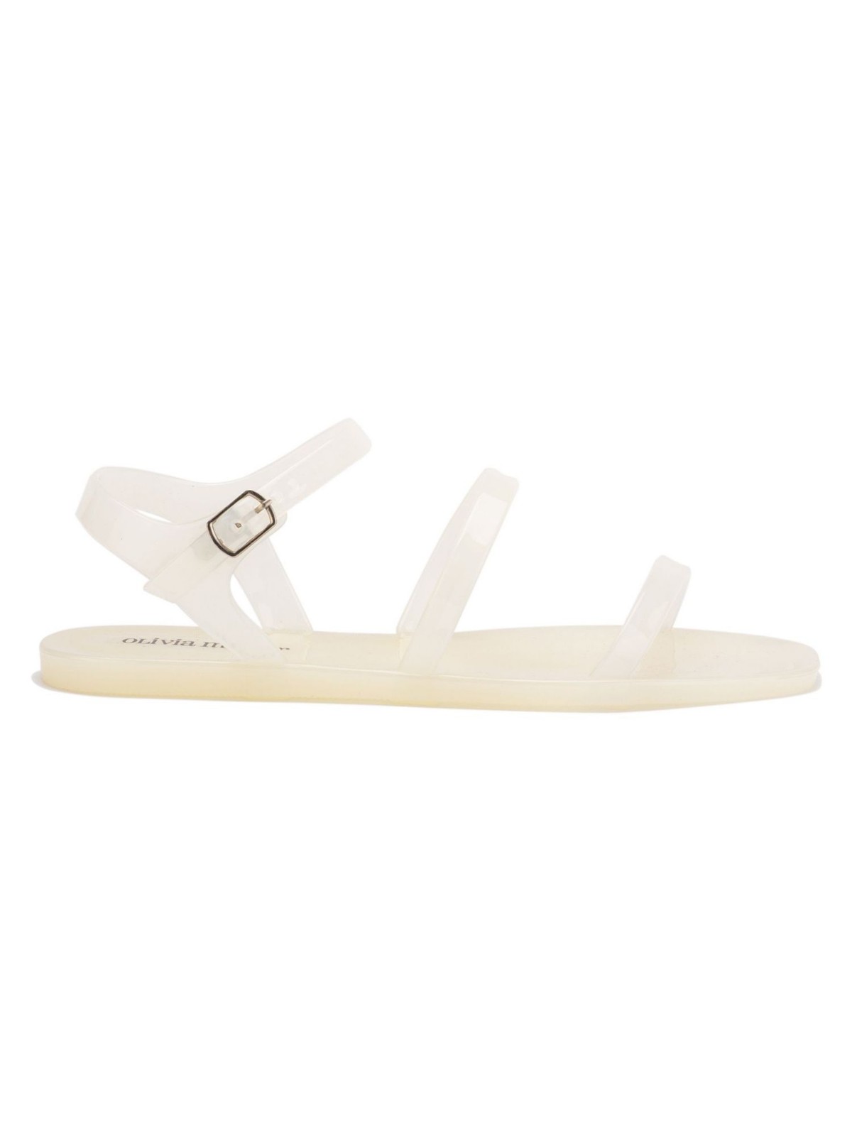 OLIVIA MILLER Womens White Ankle Strap It Girl Square Toe Buckle Jelly 9