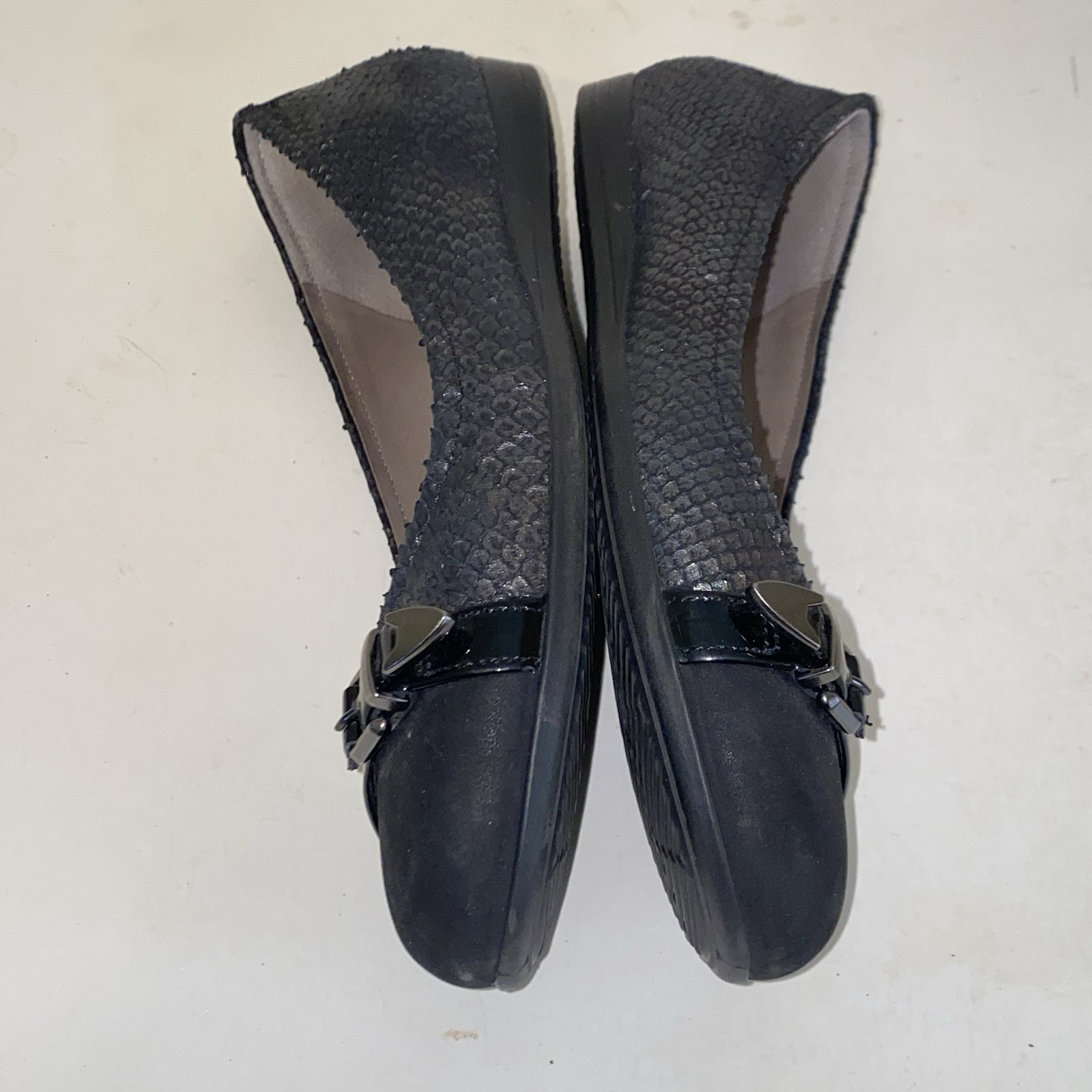 Ecco Touch 15 Black Reptile Cap Toe Ballet Flats Womens Size 35 (US 4 – 4.5 )