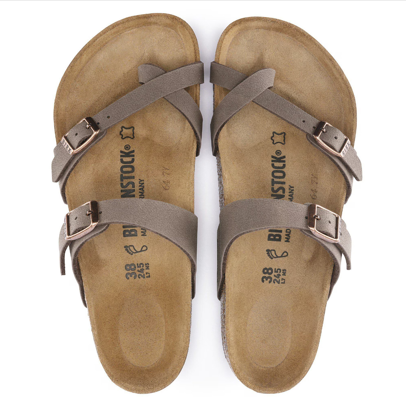 Birkenstock Mayari Mocha Birkibuc Sandals Regular/Wide Fit Women’s Two-Strap New