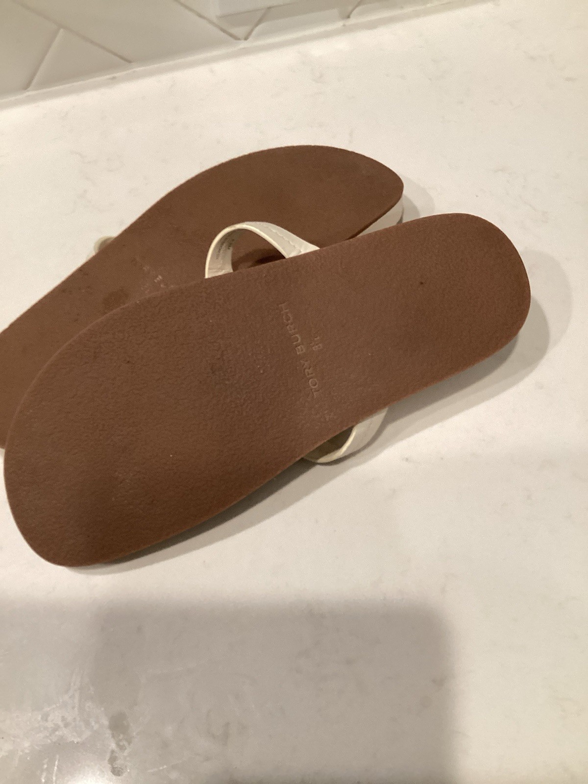 Tory Burch Miller Cloud Sandals Size 8 1/2 Cream Off-White
