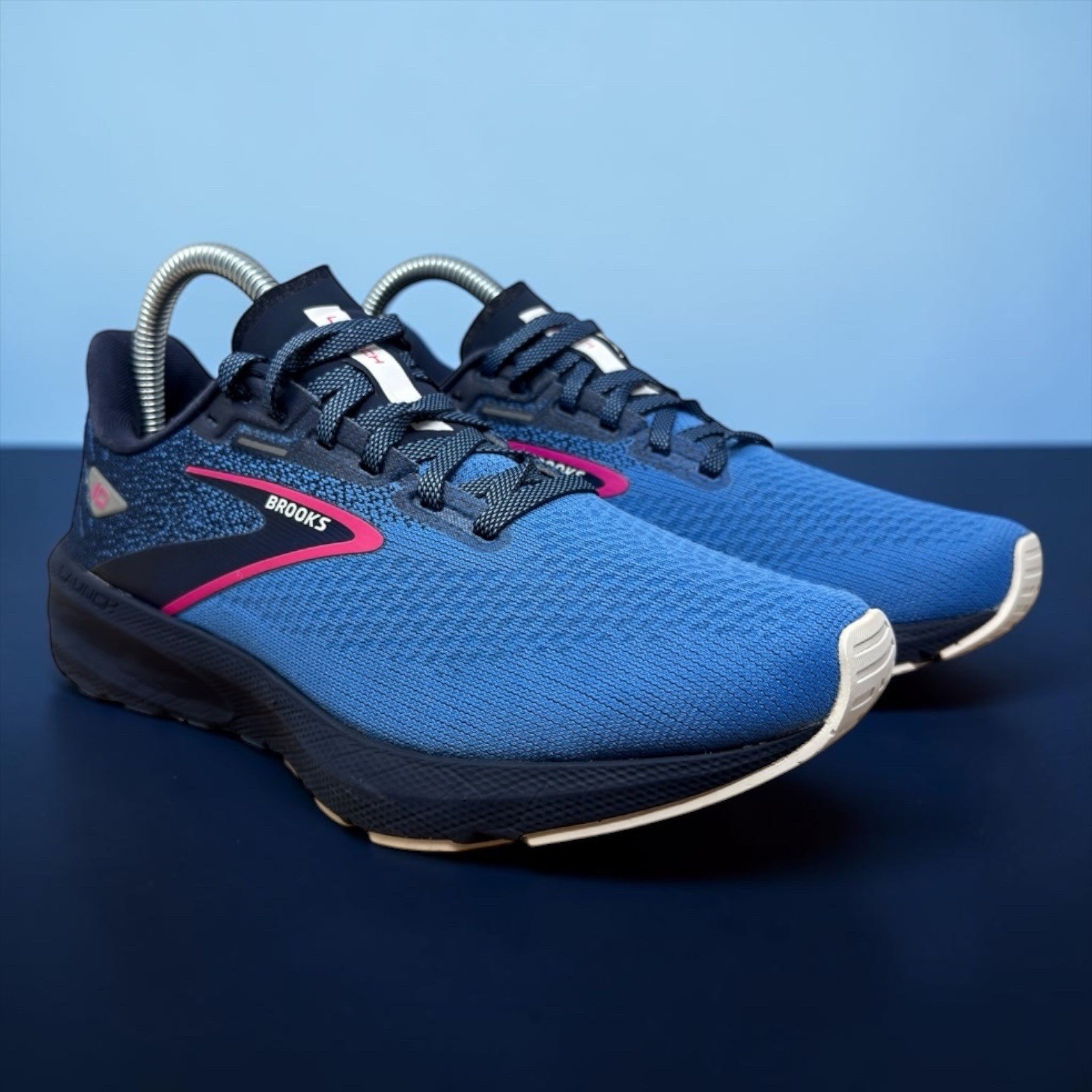 Brooks Launch 10 Running Shoes Womens 7.5 Blue Pink Navy 1203981B441 Athletic