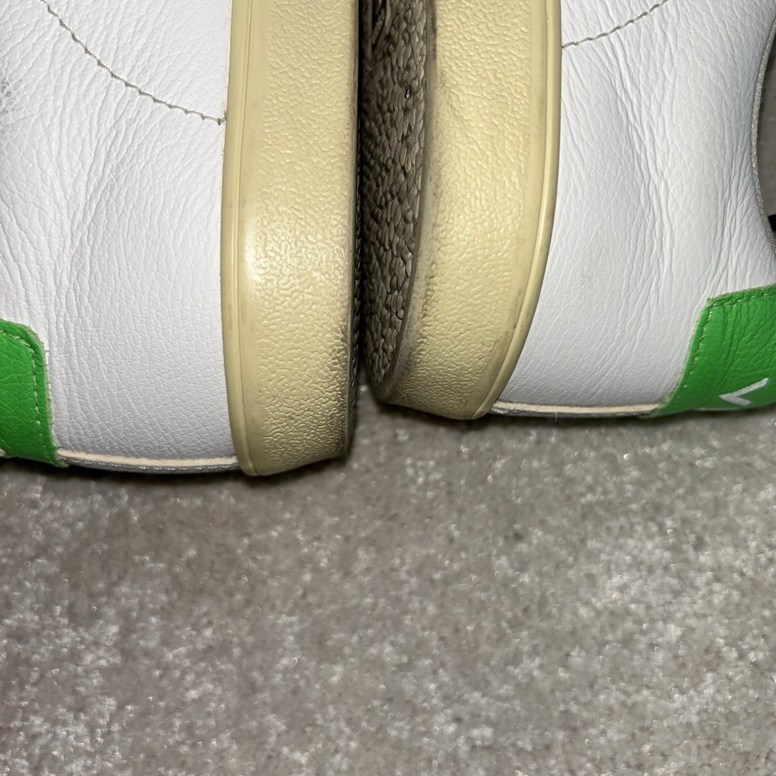 VEJA Esplar Logo Low Sneakers White & Absinthe Neon Green Leather Size 39 / 8 US