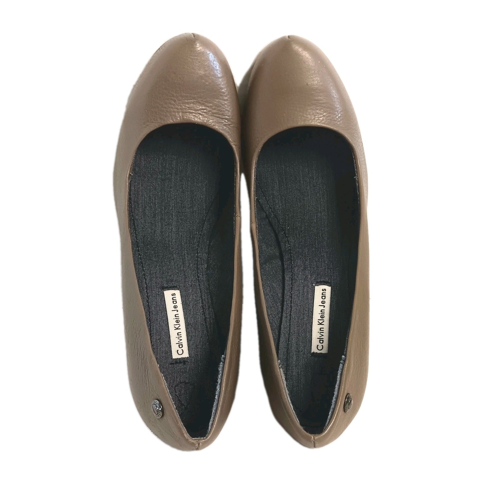 Calvin Klein Ryleigh Burnished Brown Block Heel Leather Pumps US 9 Rare Work EUC