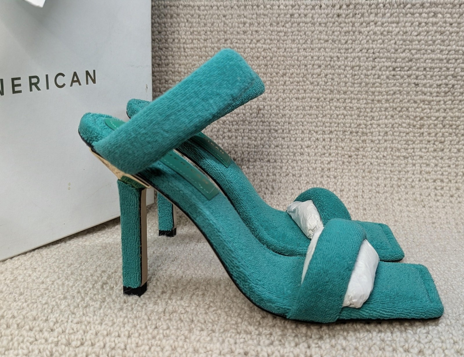 Good American Shoes Womens Terry High Heel Sandals Made in Spain New Size 7