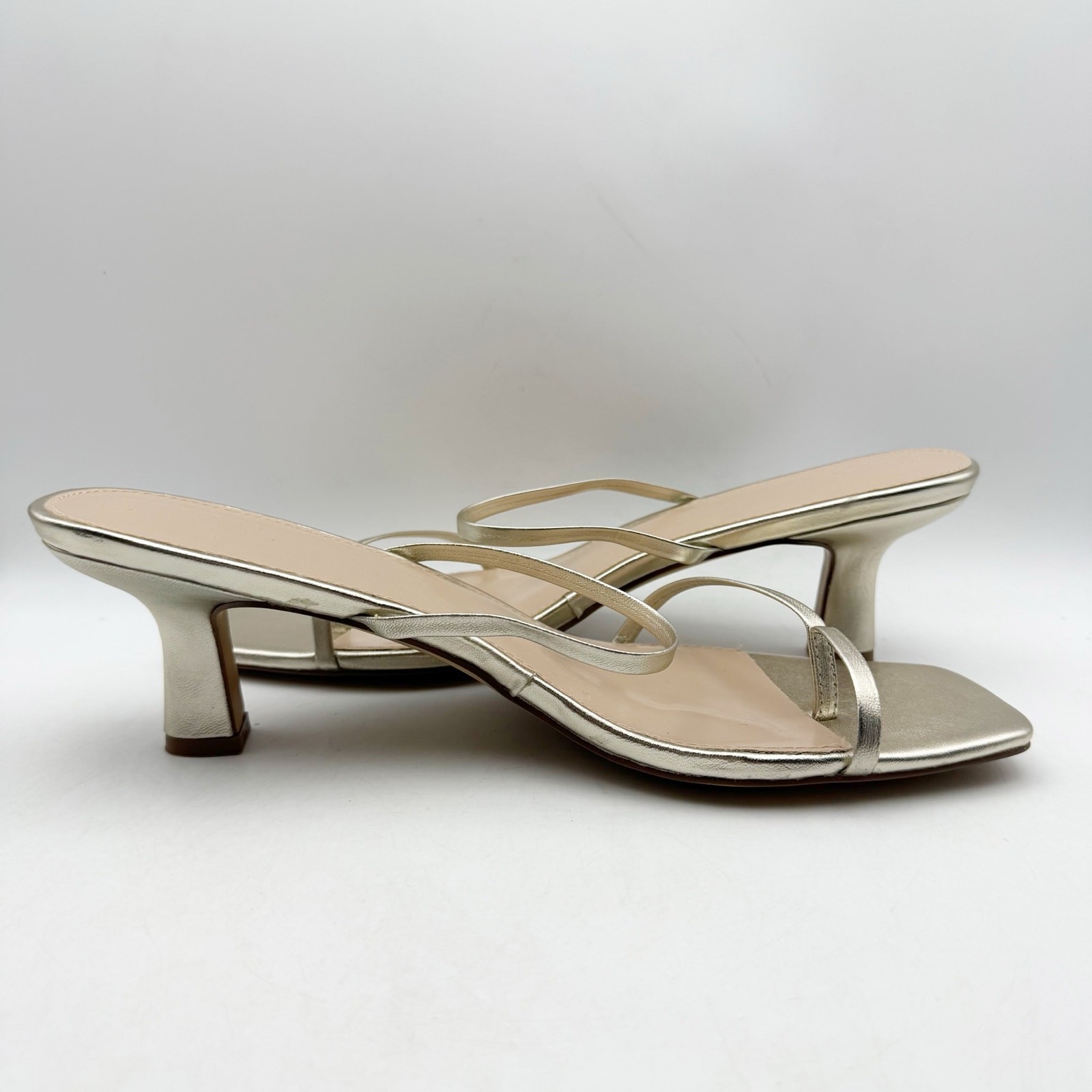 FARYL by Farylrobin Womens Aria Heel Sandals US 14 Gold Vegan Leather EUC