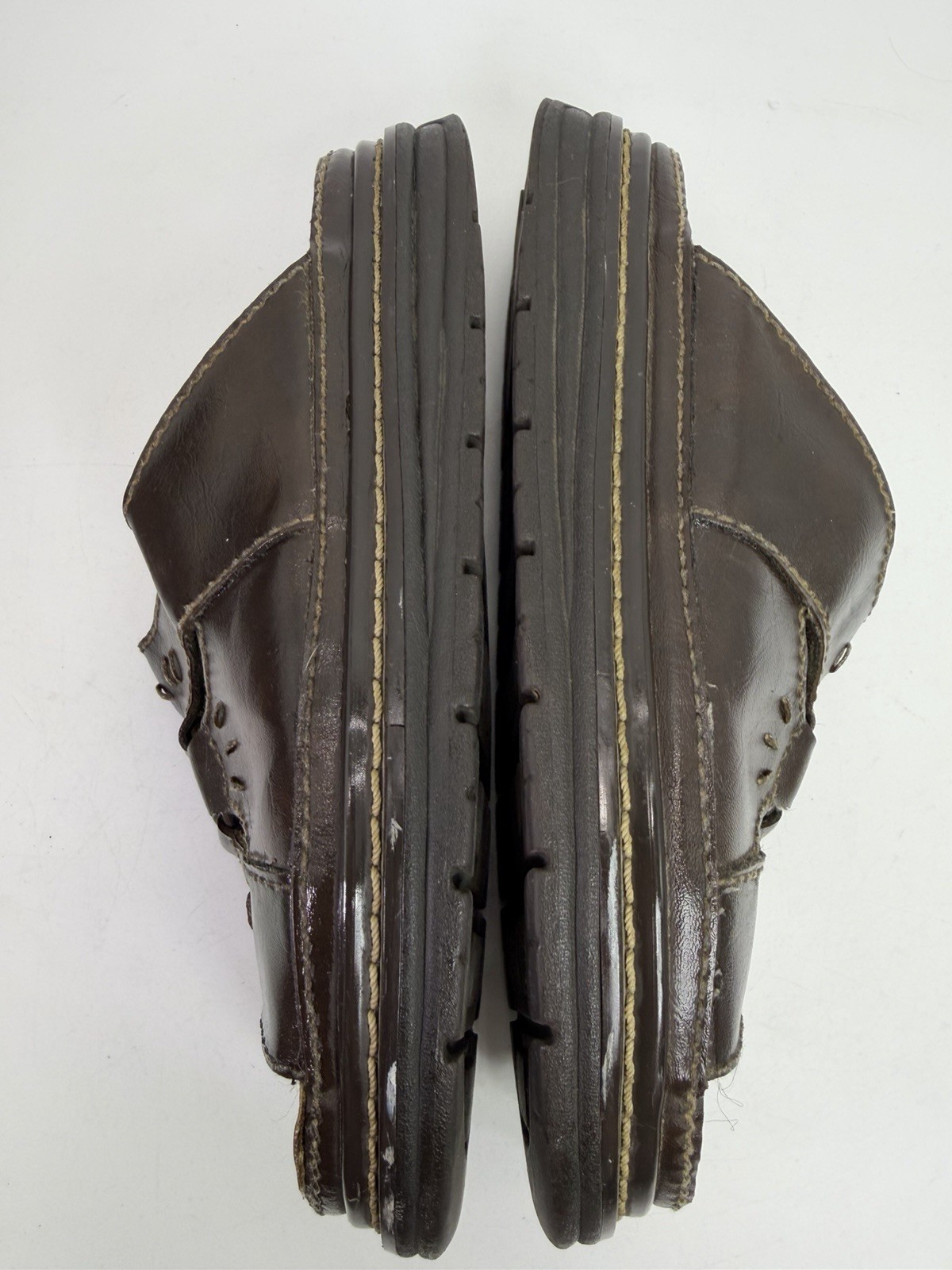 VTG 90’s Lower East Side Brown Center Ring Chunky Sandals Flower Cut Woman’s 9.5