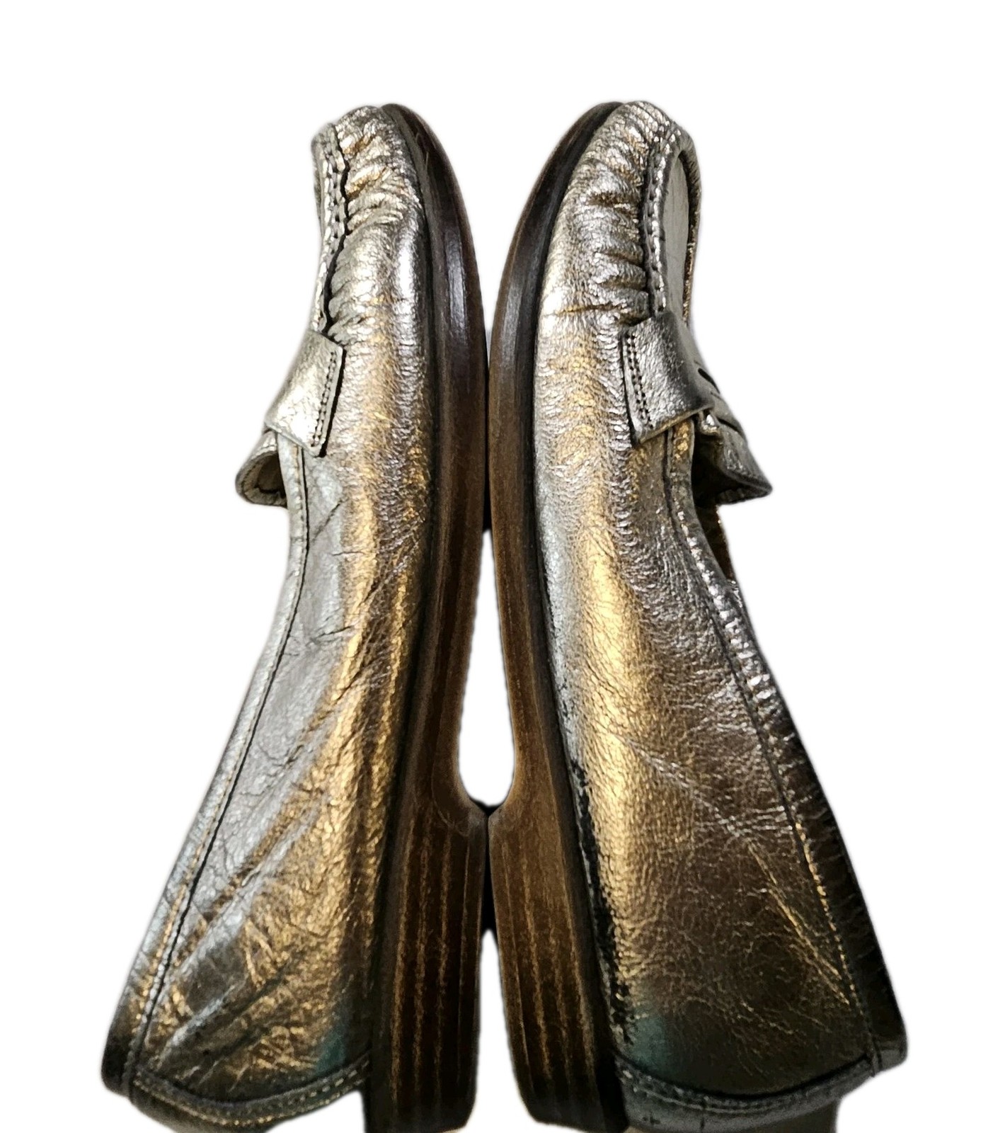 SAS Metalic Silver Slip On Loafers Women’s SZ 6M Comfort Casual Workwear Dressy