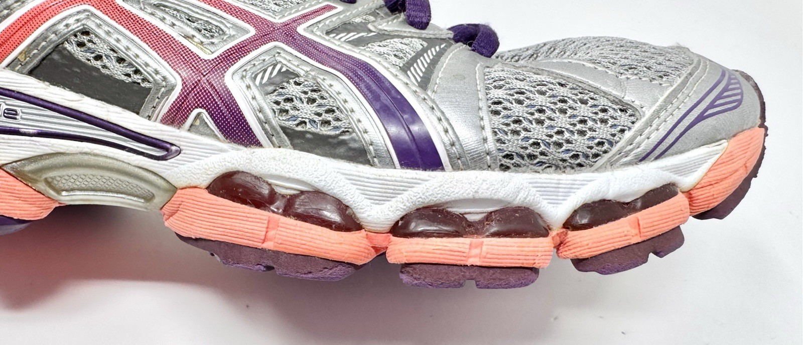 Women’s Vintage Asics Gel-Evate 2 Silver Orange Purple Running Shoes TA47N sz 8