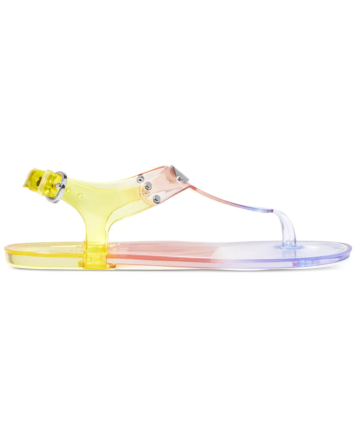 MICHAEL KORS MK PLATE ICONIC RAINBOW JELLY PVC LOGO THONG SANDALS 9 10 LOVE SHOE