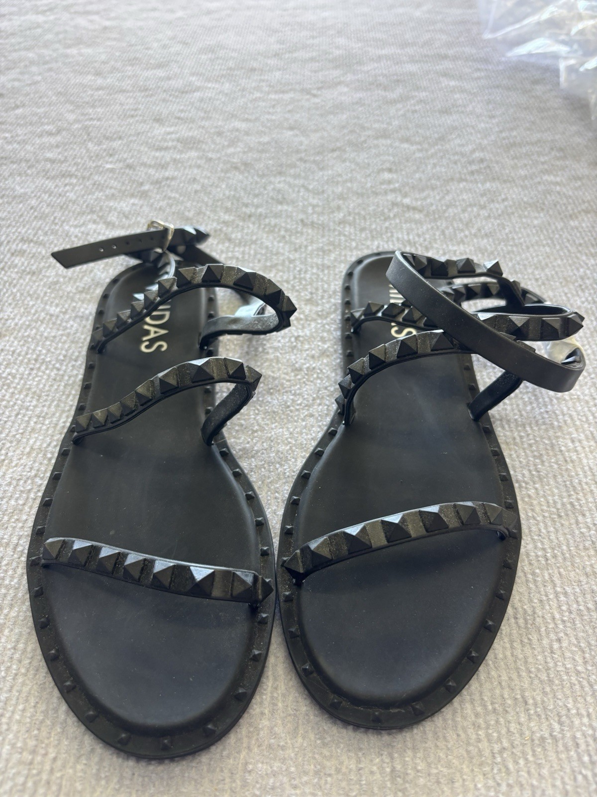 MIDAS Black Women’s Above Ankle Buckle Jelly Sandal Sz 8 Boho Gothic Beach Moto