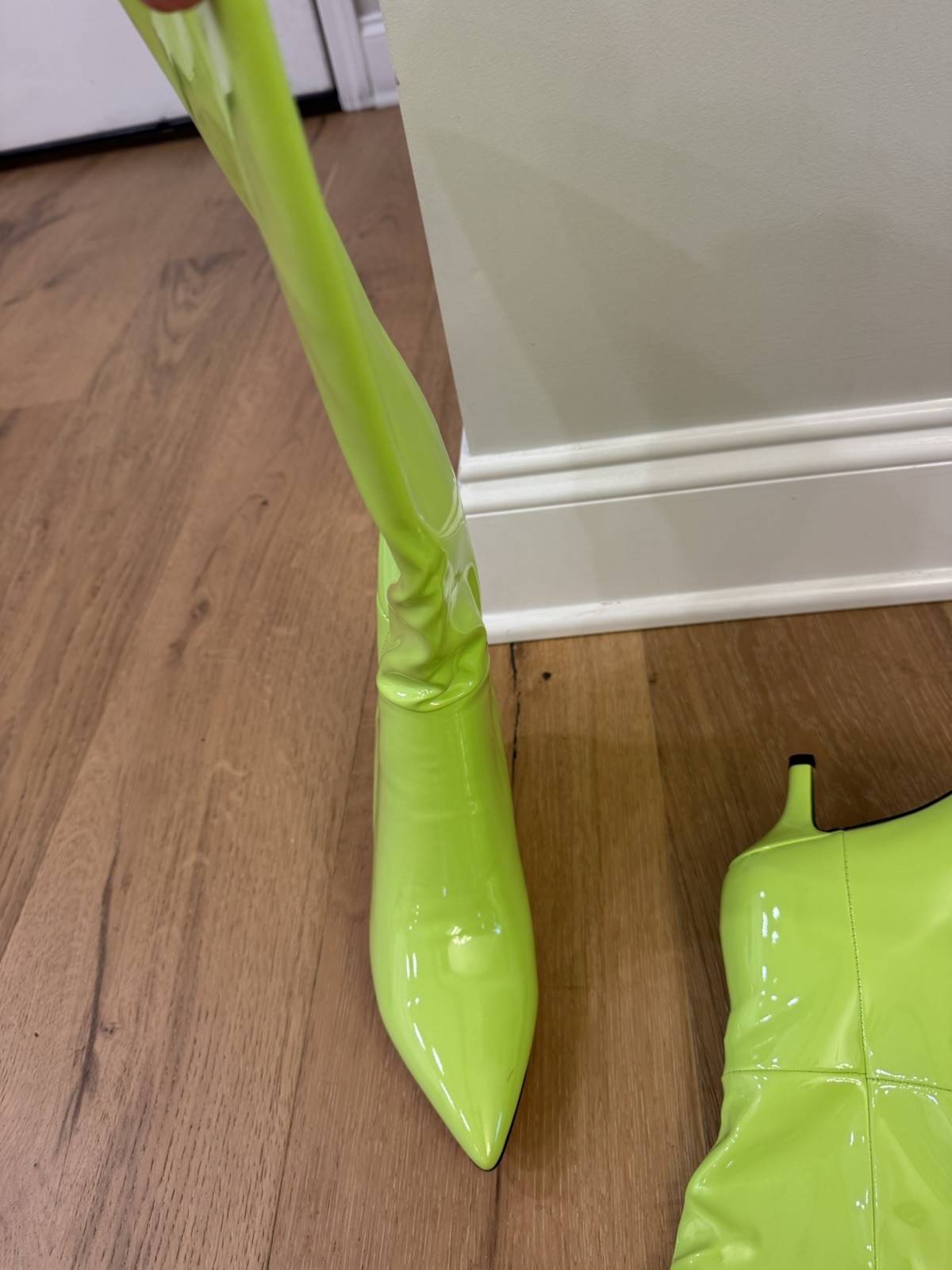 Knee High Boots for Women Stiletto Heel Pointed Toe Patent Pull on 2.6 Inch