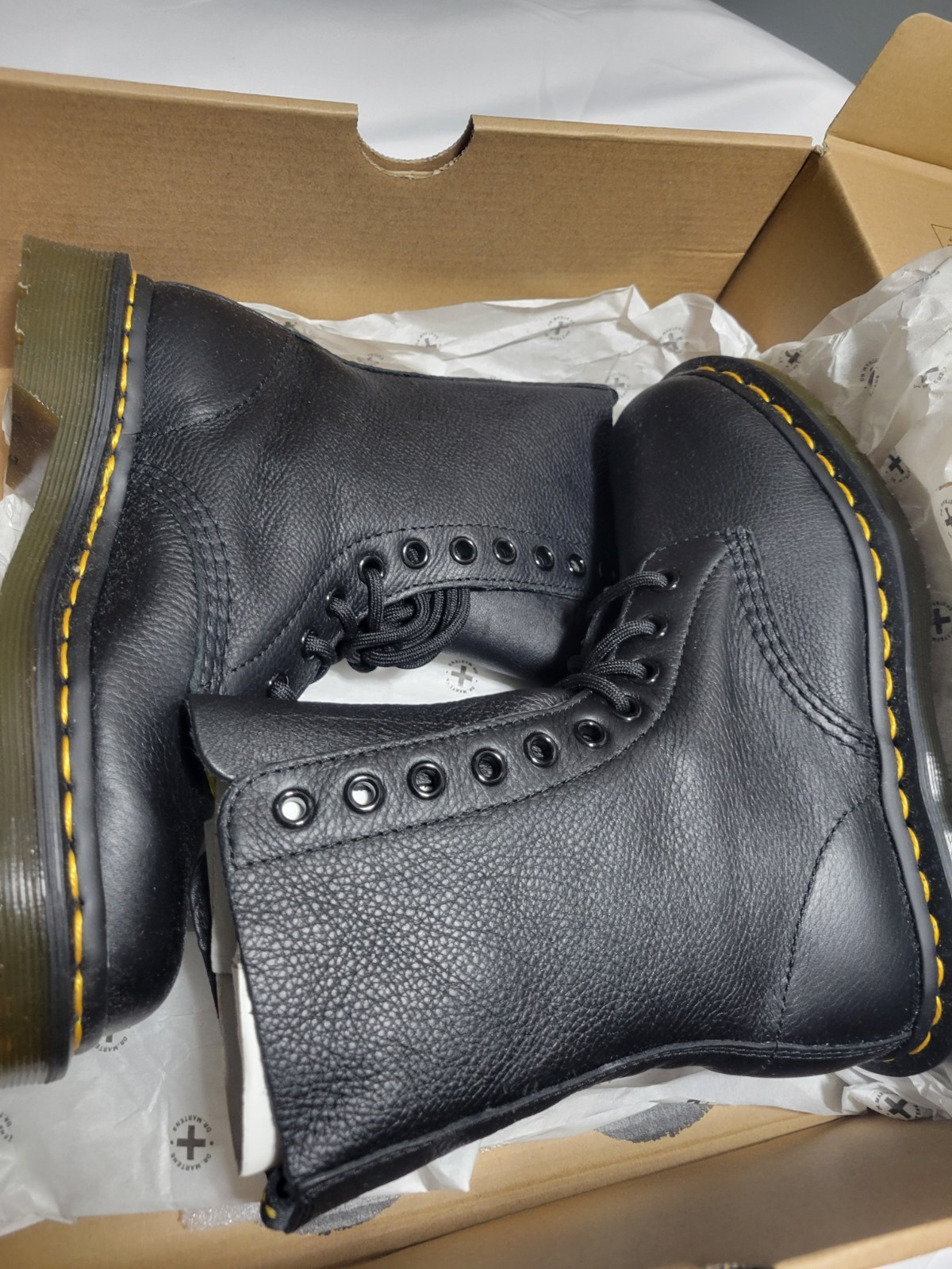 Dr. Martens 1460 Black Leather Combat Utility Boots W5 Lace Up 8 Eye New NIB