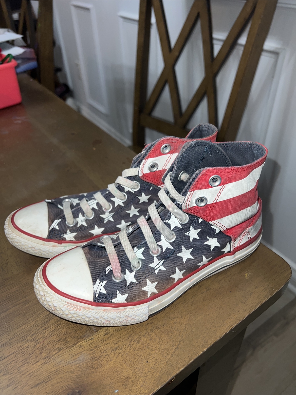 Converse 622366F American Flag Hook And Loop Junior 4 High Top!