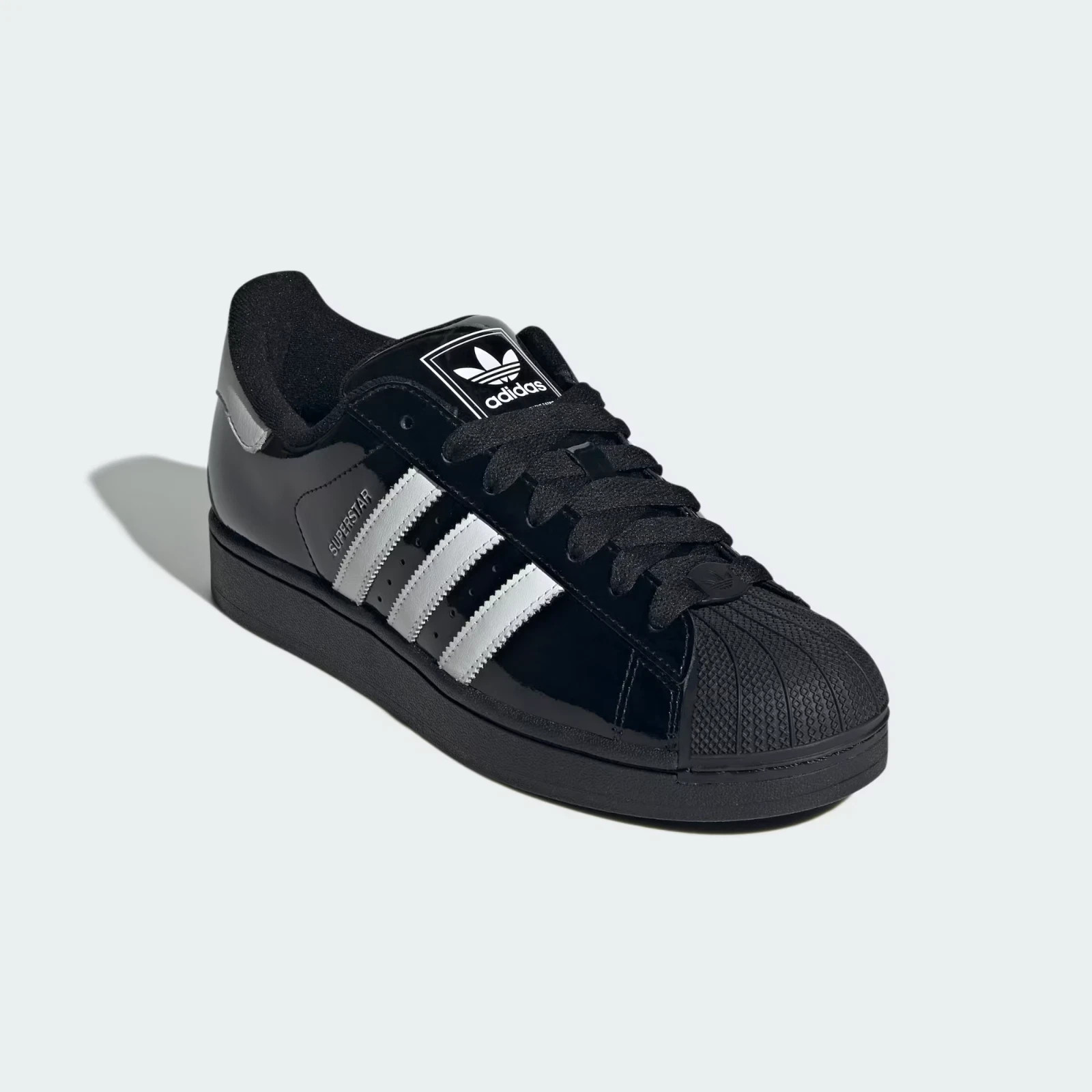 Adidas Superstar II Womens Size 6 Patent Leather Shoes Core Black /White NEW