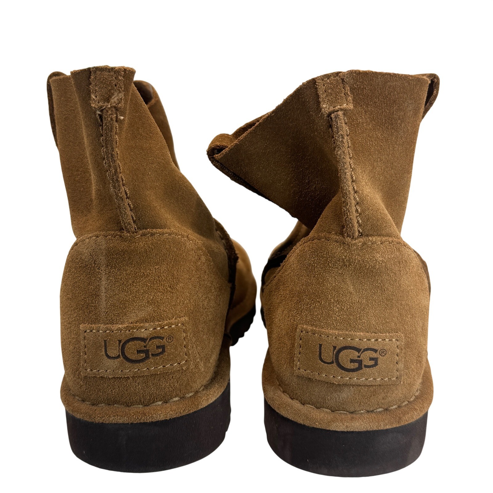 UGG Classic Mini Unlined Boots Chestnut Suede Womens Sz 8 Casual Slouchy Pull On