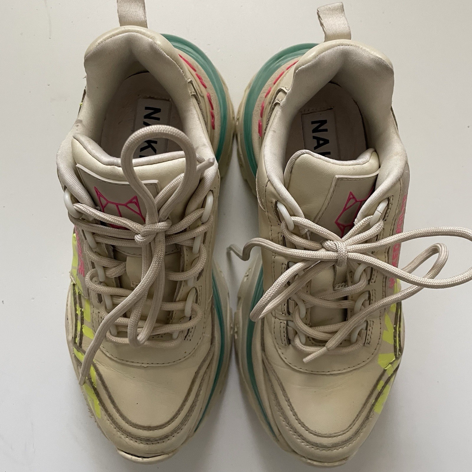 Naked Wolfe Leather Chunky Platform Sneakers Women’s US 6.5 EU 36 Neon Bold