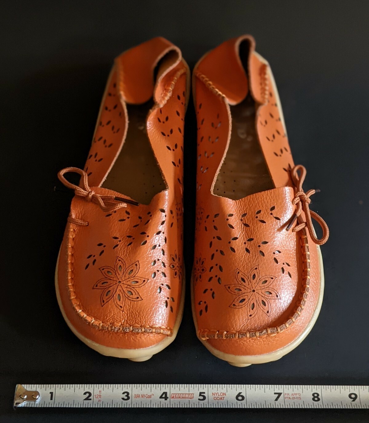 Kunsto Leather Loafers Slip On Shoes Comfort Orange Moc Flats Women’s 44 / 270